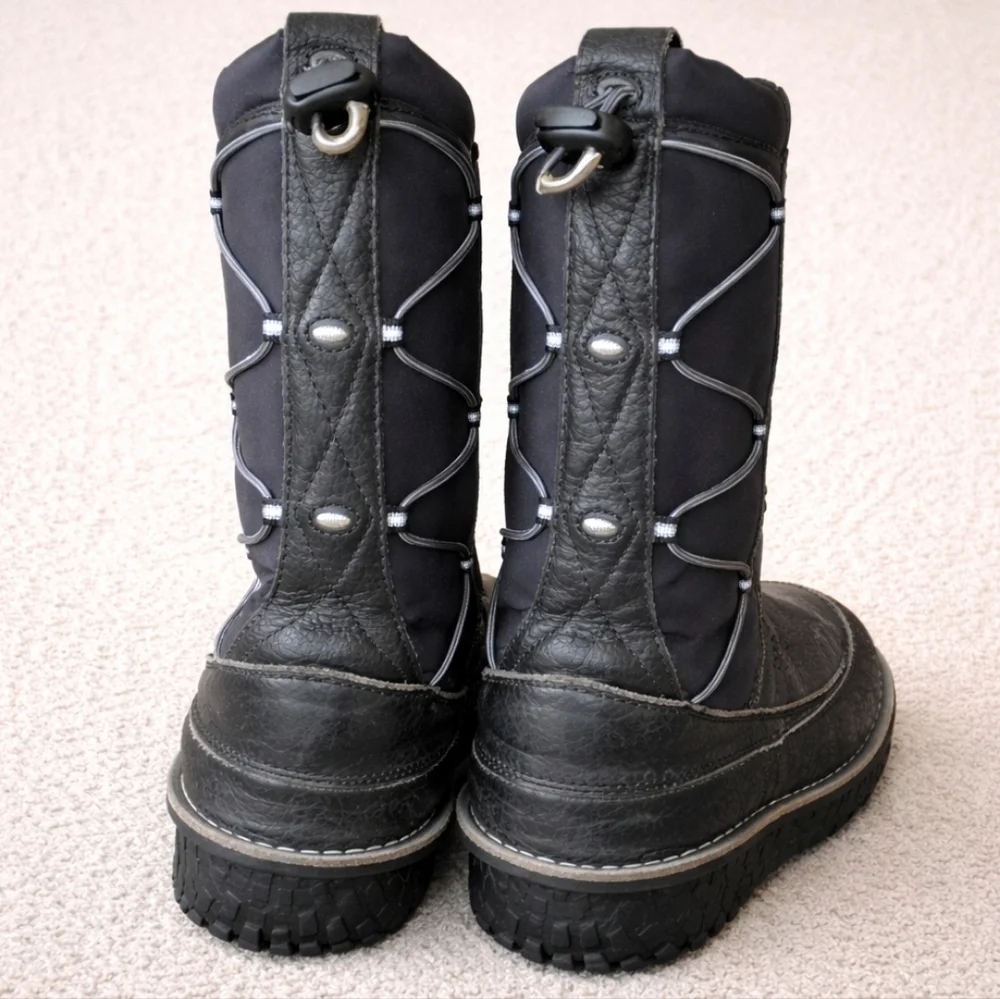 Sorel Teslin Black Pebble Waterproof Leather Winter Boots Size 7 Thinsulate